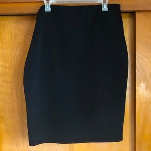 Black stretch pencil skirt
